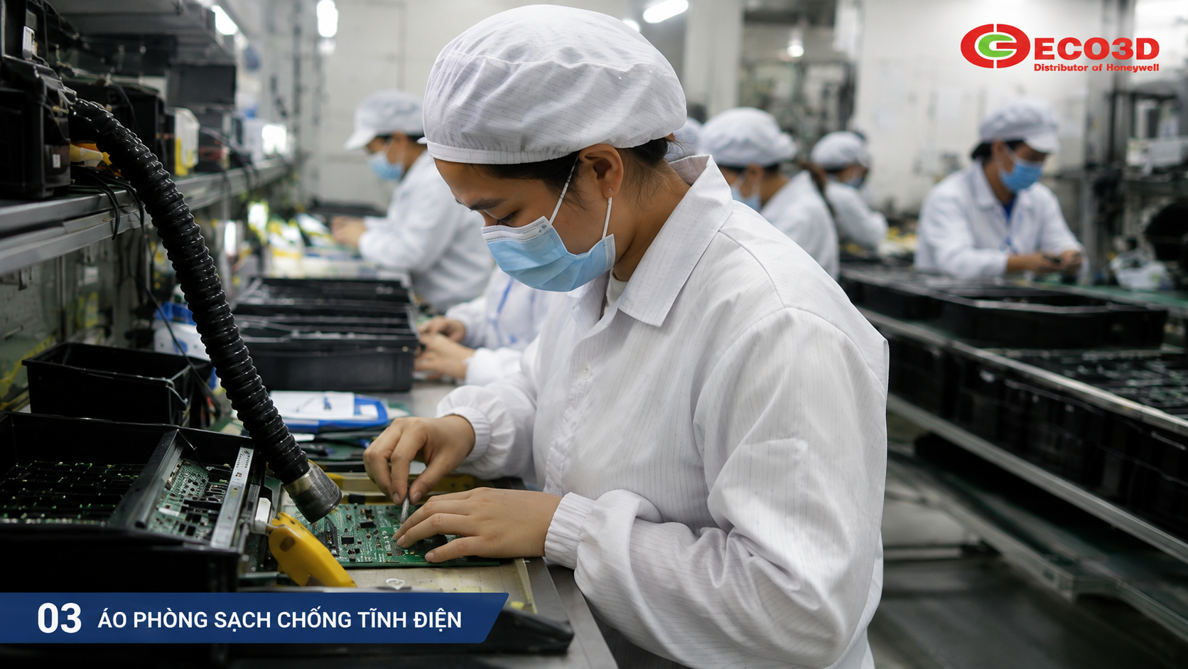 Áo phòng sạch rời quần kiểu dáng thoải mái cho công nhân điện tử